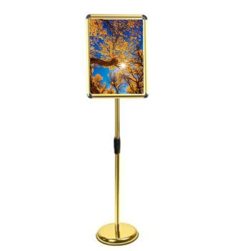 BOGDTF Verstellbarer, robuster Posterständer, A2/A3/A4, bodenstehend, Aluminiumrahmen, 360°-Ansicht, für Leben und Geschäft, 24,4 x 34,3 cm, goldfarben von BOGDTF