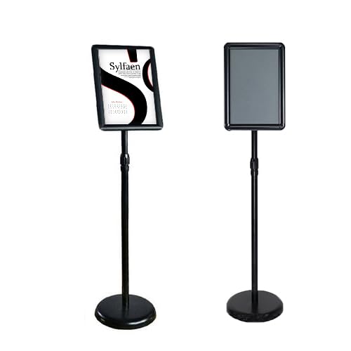 BOGDTF Verstellbarer Posterständer, strapazierfähig, aufklappbar, Aluminium, Standschilder, vertikaler und horizontaler Ansicht, 24 x 32,7 cm, Schwarz von BOGDTF