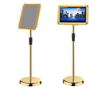 BOGDTF Verstellbarer Posterständer, strapazierfähig, aufklappbar, Aluminium, Standschilder, vertikaler und horizontaler Ansicht, 24 x 32,7 cm, goldfarben von BOGDTF