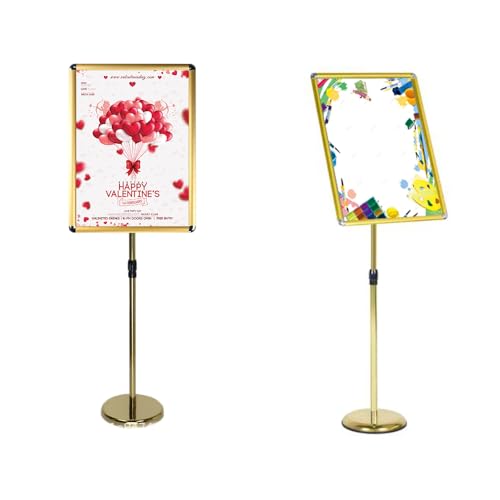 BOGDTF Verstellbarer Posterständer, strapazierfähig, aufklappbar, Aluminium, Standschilder, vertikaler und horizontaler Ansicht, 45 x 62,4 cm, goldfarben BOGDTF Verstellbarer Posterständer, strapazierfähig, aufklappbar, Aluminium, Standschilder, vertikaler und horizontaler Ansicht, 45 x 62,4 cm, goldfarben von BOGDTF