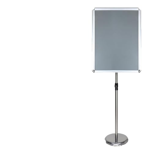 BOGDTF Verstellbarer Posterständer, um 360 Grad drehbar, robuster Aluminium-Sockel, bodenstehend, Schilderhalter, vertikale und horizontale Ansicht, 45 x 62,4 cm, silberfarben von BOGDTF