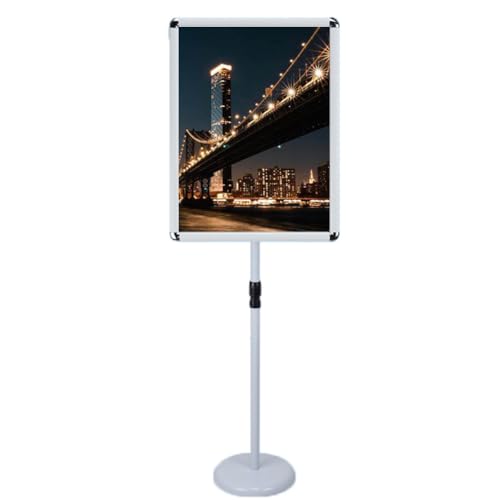 BOGDTF Verstellbarer Sockel, Posterständer, strapazierfähig, bodenstehend, Aluminiumrahmen, zum Öffnen, 360° drehbar, 45 x 62,4 cm, Weiß von BOGDTF