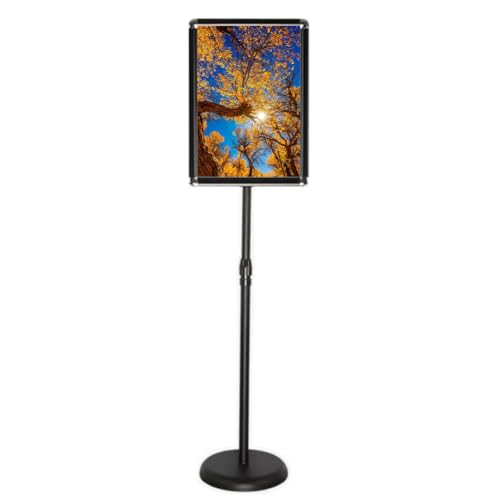 Verstellbarer, robuster Posterständer, A2/A3/A4, bodenstehend, Aluminiumrahmen, 360°-Ansicht, für Leben und Geschäft, 24,4 x 34,3 cm, Schwarz von BOGDTF