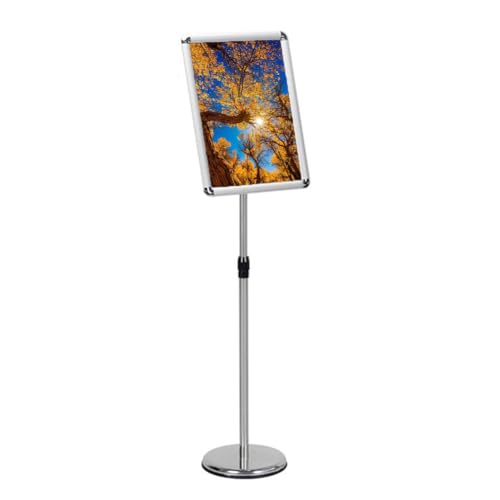 Verstellbarer, robuster Posterständer, A2/A3/A4, bodenstehend, Aluminiumrahmen, 360°-Ansicht, für Leben und Geschäft, 24,4 x 34,3 cm, silberfarben von BOGDTF