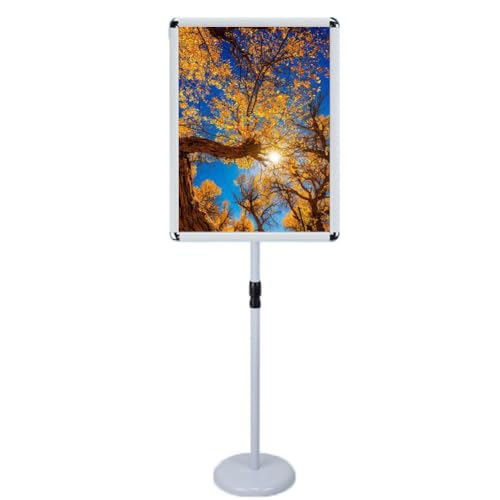 Verstellbarer, robuster Posterständer, A2/A3/A4, bodenstehend, Aluminiumrahmen, 360°-Ansicht, für Leben und Geschäft, 45 x 62,4 cm, Weiß von BOGDTF