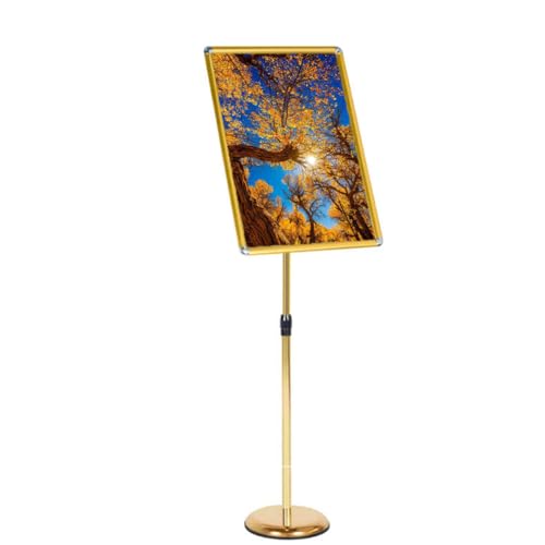 Verstellbarer, robuster Posterständer, A2/A3/A4, bodenstehend, Aluminiumrahmen, 360°-Ansicht, für Leben und Geschäft, 45 x 62,4 cm, goldfarben von BOGDTF