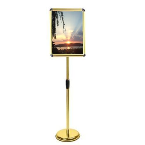 Verstellbarer Outdoor-Schilderständer mit Sockel, geeignet für kommerzielle Einzelhandelsveranstaltungen, 360°-Display, 24,4 x 34,3 cm, goldfarben von BOGDTF