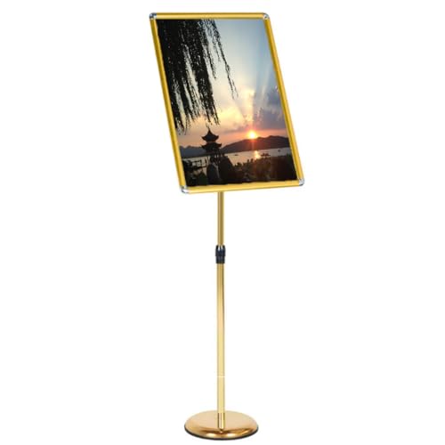 Verstellbarer Outdoor-Schilderständer mit Sockel, geeignet für kommerzielle Einzelhandelsveranstaltungen, 360°-Display, 45 x 62,4 cm, goldfarben von BOGDTF