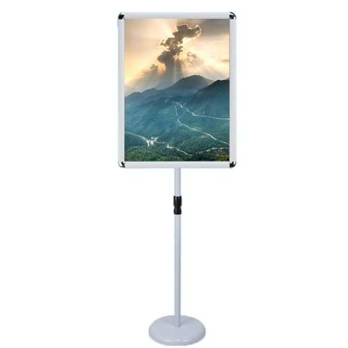 Verstellbarer Poster-Schilderständer mit robuster Basis, Aluminiumrahmen, zum Aufstecken, vertikale und horizontale Ansicht, 45 x 62,4 cm, Weiß von BOGDTF