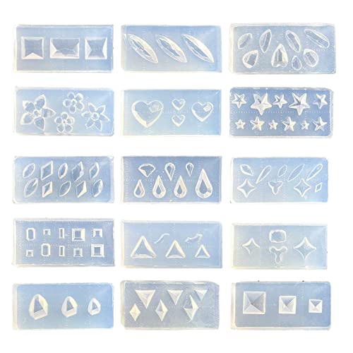BOGEEL 15 Stück 3D facettierte Edelstein-Formen, Nagelkunst-Form, Silikon-Kombination, dekorative Form, Nagelkunst, Werkzeug, Schnitzform BOGEEL 15 Stück 3D facettierte Edelstein-Formen, Nagelkunst-Form, Silikon-Kombination, dekorative Form, Nagelkunst, Werkzeug, Schnitzform von BOGEEL