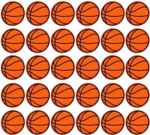 BOHAQA 30 Stück Basketball-Flicken 5,8 cm – bestickte Sport-Flicken für Rucksäcke – zum Aufbügeln / Aufnähen von BOHAQA