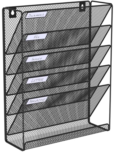 Hängemappe, Netzstoff, 6 Etagen, Wandordner, Organizer, Papier-Organizer, Wandhalterung für Büroorganisation und Aufbewahrungsregal im Heimbüro, Schwarz Hängemappe, Netzstoff, 6 Etagen, Wandordner, Organizer, Papier-Organizer, Wandhalterung für Büroorganisation und Aufbewahrungsregal im Heimbüro, Schwarz von BOHDK