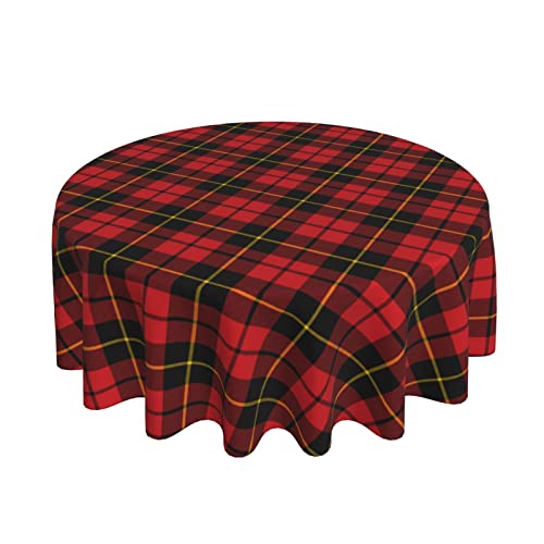 Runde Tischdecke, klein, kariert, Wallac-Tischdecken, rotes Schottenmuster, waschbar, dekorative Feiertagstischdecken für den Esstisch in der Küche von BOHHO