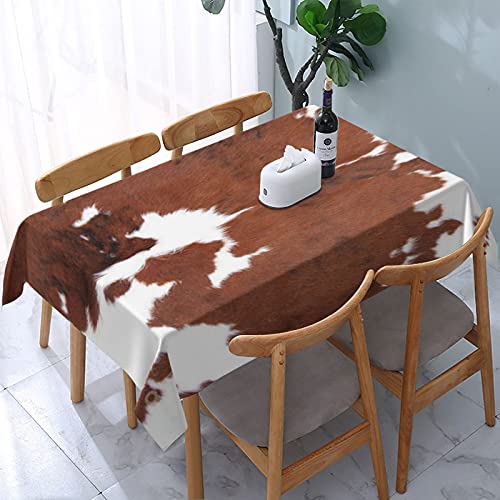 Tischdecke Western Country Brown Cowhide Cowboy Rechteckige Tischdecke Wasserdichter, auslaufsicherer Tischbezug für Küche und Esszimmer von BOHHO