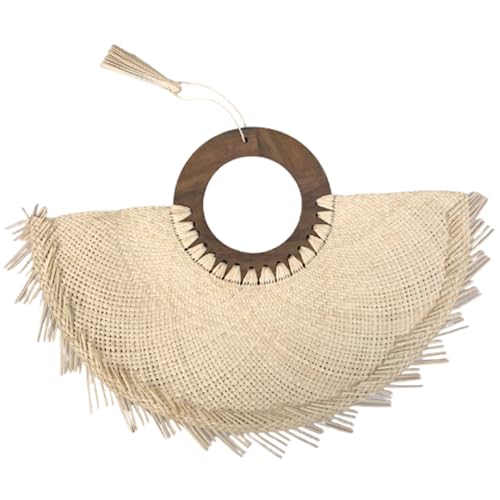 BOHOPHY Toquilla Stroh Handfächer geflochten, Buri Fächer, handgefertigter Panama Fan, Hochzeitsgeschenke, Abanico para boda, Handfächer, Sommer LSF 50+, 1 Stück (Rosarito) von BOHOPHY