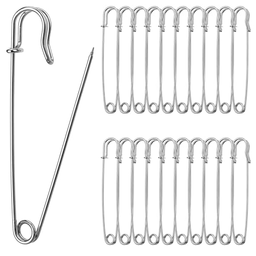 BIHUIZ Große Sicherheitsnadel 90 mm, 20 Stück Lange Extra Große Pins für Dicke Stoffe Quilten Decken Matratzen Kleidung Schmuck Schal von BOHUIZ