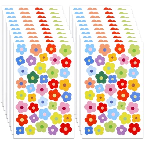 BOHUIZ 20 Blatt Mini Blumen Aufkleber, Niedliche Bunte Sticker Blumen Fahrradaufkleber Wasserdichte Dekorations Aufkleber für Sammelalben, Notizblöcke, Fahrräder, Motorräder, Wasserbecher, Laptops von BOHUIZ