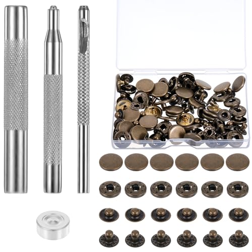 BOHUIZ 24 Sets Leder Druckknopf Set, 15mm Metall Druckknöpfe mit 4 Montagewerkzeugen Druckknöpfe Zum Annähen zum Nähen von Kleidung, Taschen, und Heimwerkerarbeiten BOHUIZ 24 Sets Leder Druckknopf Set, 15mm Metall Druckknöpfe mit 4 Montagewerkzeugen Druckknöpfe Zum Annähen zum Nähen von Kleidung, Taschen, und Heimwerkerarbeiten von BOHUIZ