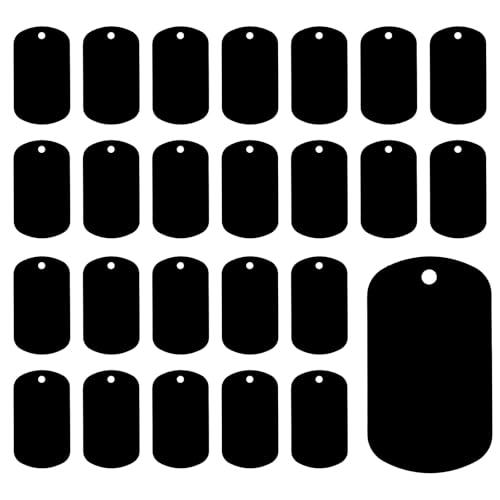 BOHUIZ 25 Stück Aluminiumgravur Rohlinge, Dog Tags Schlüsselanhänger Rohlinge Mit Loch Schwarze Metall-Tags zum Gravieren Blanko-Hundemarken Blanko-Schilder zum Gravieren BOHUIZ 25 Stück Aluminiumgravur Rohlinge, Dog Tags Schlüsselanhänger Rohlinge Mit Loch Schwarze Metall-Tags zum Gravieren Blanko-Hundemarken Blanko-Schilder zum Gravieren von BOHUIZ