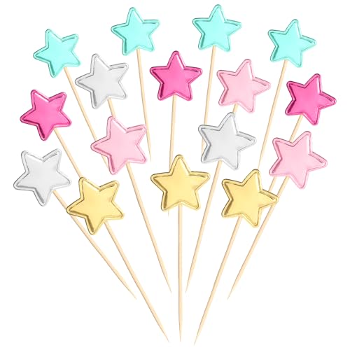 BOHUIZ 50 Stück Star Cupcake Toppers, Muffin Dekoration Glitzern PU Tortendeko, Gold Stern Kuchen Deko für Geburtstag, Hochzeit, Baby Dusche, Verlobung, Weihnachten, Party Kuchen Dekorationen (Bunt) BOHUIZ 50 Stück Star Cupcake Toppers, Muffin Dekoration Glitzern PU Tortendeko, Gold Stern Kuchen Deko für Geburtstag, Hochzeit, Baby Dusche, Verlobung, Weihnachten, Party Kuchen Dekorationen (Bunt) von BOHUIZ