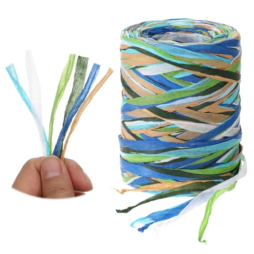 BOHUIZ Farbiges Bastpapierband, 70 m, Packpapierschnur, 6 farbige Bänder für Geschenkverpackungen, Bast-Geschenkbänder, Schnur für Geschenk, Party, Dekoration, DIY, Handwerk, Dekoration (blau) von BOHUIZ