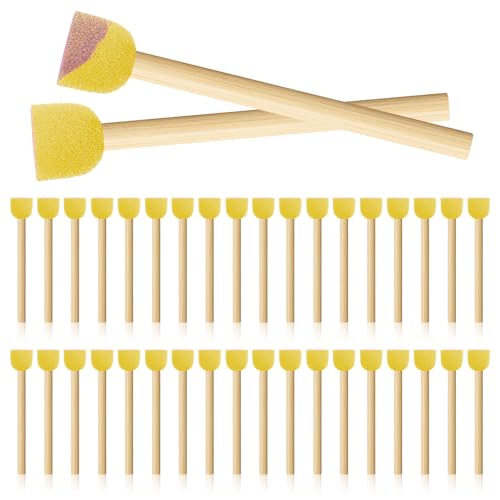JIYIN 40 Stück Schwammpinsel Set, Schwammstupf Pinsel Runde Schwammpinsel zum Malen Schaumstoffpinsel Malschwamm Tupfpinsel Stupfpinsel für Kinderkritzel Aquarell Malerei Basteln von BOHUIZ