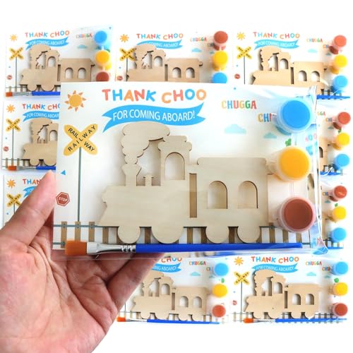 12er-Pack vorverpackte Zug-Partygeschenke, Holzzug-Ausschnitte mit Magneten und Malsets für Kinder, Choo Choo Choo Geburtstagsdekorationen und Dankeschön-Geschenke für Gäste 12er-Pack vorverpackte Zug-Partygeschenke, Holzzug-Ausschnitte mit Magneten und Malsets für Kinder, Choo Choo Choo Geburtstagsdekorationen und Dankeschön-Geschenke für Gäste von BOIKOKY