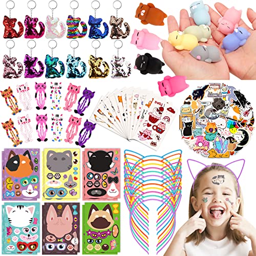 BOIKOKY 122Pcs Katzenparty Zubehör für Kinder - Katzen Themen Geburtstagsfeier Zubehör, Katzenohren Stirnband, Umdrehbarer Pailletten Katzenschlüsselanhänger, Katzen Tattoo Sticker für Mädchen BOIKOKY 122Pcs Katzenparty Zubehör für Kinder - Katzen Themen Geburtstagsfeier Zubehör, Katzenohren Stirnband, Umdrehbarer Pailletten Katzenschlüsselanhänger, Katzen Tattoo Sticker für Mädchen von BOIKOKY