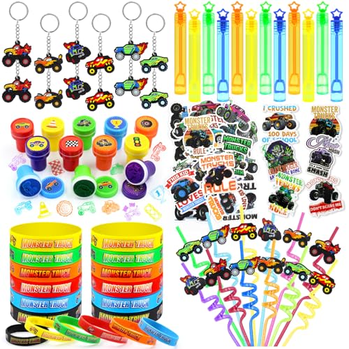 BOIKOKY 110-Tlg. Monster Truck Partygeschenke Geburtstagszubehör Mit Trinkhalmen, Silikonarmbändern, Seifenblasenstäben, Schlüsselanhängern Und Monster Truck Piñata Für Jungen BOIKOKY 110-Tlg. Monster Truck Partygeschenke Geburtstagszubehör Mit Trinkhalmen, Silikonarmbändern, Seifenblasenstäben, Schlüsselanhängern Und Monster Truck Piñata Für Jungen von BOIKOKY