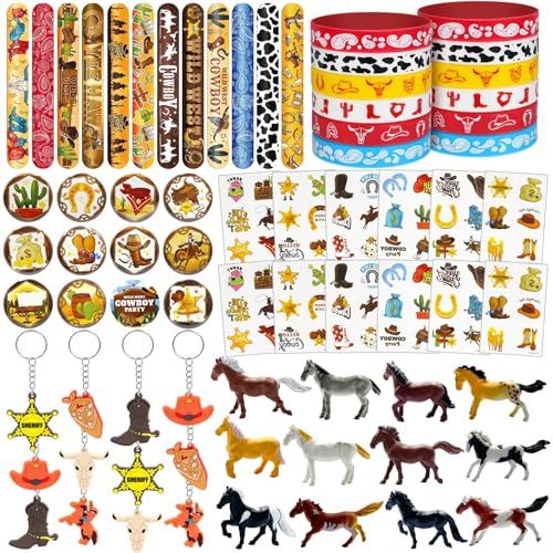 BOIKOKY Western Cowboy Mitgebsel für Kinder – 72-teiliges Rodeo Partyset mit Mini-Pferdefiguren, Klatscharmbändern, Schlüsselanhängern & Tattoos, Deko & Füllung für Western Geburtstagstüten BOIKOKY Western Cowboy Mitgebsel für Kinder – 72-teiliges Rodeo Partyset mit Mini-Pferdefiguren, Klatscharmbändern, Schlüsselanhängern & Tattoos, Deko & Füllung für Western Geburtstagstüten von BOIKOKY