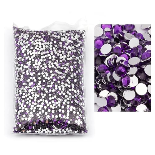 10000 stücke Große Paket Harz Nicht Hot Fix Strass Groß Großhandel Flache Kristalle Nagel Diy Glitters Stein Hotfix Strasssteine(Purple,6mm) von BOJHGO