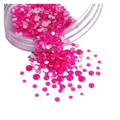 1440 Stück Mix-Größen Glas Flache Rückseite Strass Glitzer Rund Diamant Nicht Hotfix Kleber Auf Strass for DIY Nagel Kunst Hotfix Strasssteine(Rose red) von BOJHGO