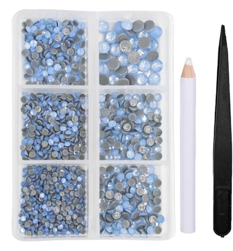 1440 Stück Opalglas-Kristall-Hotfix-Strassstein-Set, flache Rückseite, 3D-Kristall, Nail Art, Strasssteine, DIY-Kleidungsdekorationen Hotfix Strasssteine(Blue) von BOJHGO