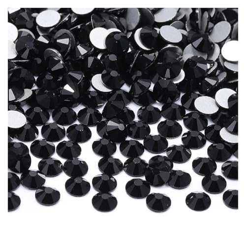 Glaskristall-Strasssteine, nicht Hotfix, flache Rückseite, Glitzersteine, Nagelkunst-Dekorationen, DIY-Zubehör Hotfix Strasssteine(Black,SS12-1440Pcs) von BOJHGO