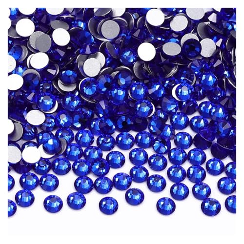 Glaskristall-Strasssteine, nicht Hotfix, flache Rückseite, Glitzersteine, Nagelkunst-Dekorationen, DIY-Zubehör Hotfix Strasssteine(Blue,SS30-288Pcs) von BOJHGO