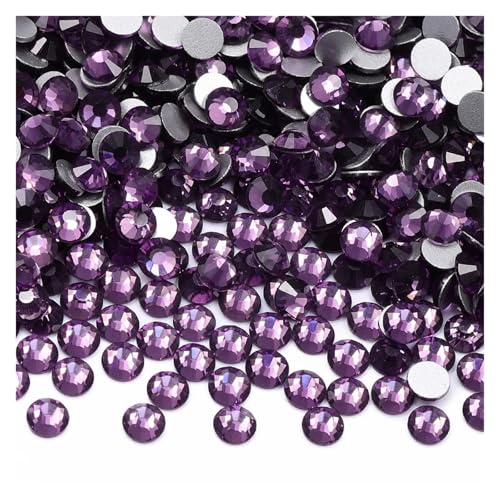 Glaskristall-Strasssteine, nicht Hotfix, flache Rückseite, Glitzersteine, Nagelkunst-Dekorationen, DIY-Zubehör Hotfix Strasssteine(Purple,SS12-1440Pcs) von BOJHGO