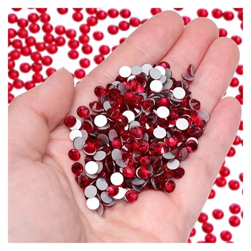 Glaskristall-Strasssteine, nicht Hotfix, flache Rückseite, Glitzersteine, Nagelkunst-Dekorationen, DIY-Zubehör Hotfix Strasssteine(Red,SS20-1440Pcs) von BOJHGO