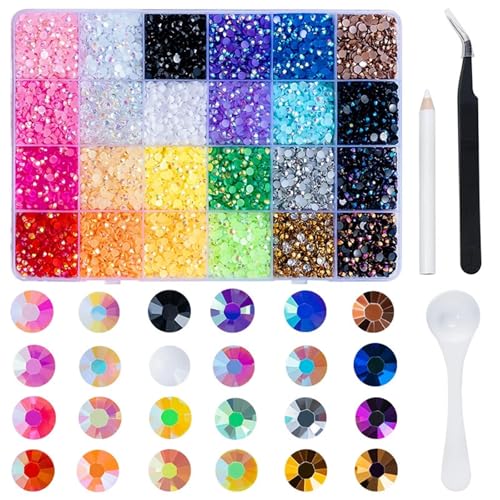 Harz Strass Nicht-Hotfix Jelly Bulk Kristall Flatback Stein Kleber Auf DIY Dekoration Nägel Handwerk Hotfix Strasssteine(Multi-colored1,4mm-1700pcs) von BOJHGO