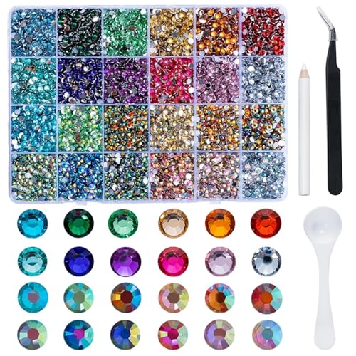Harz Strass Nicht-Hotfix Jelly Bulk Kristall Flatback Stein Kleber Auf DIY Dekoration Nägel Handwerk Hotfix Strasssteine(Multi-colored2,4mm-1700pcs) von BOJHGO