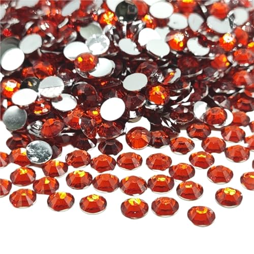 Harz-Strasssteine, silberfarbene Unterseite, Kaffeerot, Zirkonia, nicht Hotfix, flache Rückseite oder Nagelkunst, Kleidungsstück-Dekoration, Basteln, DIY Hotfix Strasssteine(Red Zircon,6mm-500pcs) von BOJHGO