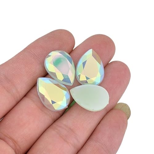 Teardrop Strass Applique Flache Rückseite Strass Kristall Nicht Hotfix Steine ​​Für Kleid Handwerk Hotfix Strasssteine(Light Green,10x14mm 200pcs) von BOJHGO
