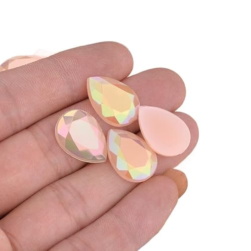 Teardrop Strass Applique Flache Rückseite Strass Kristall Nicht Hotfix Steine ​​Für Kleid Handwerk Hotfix Strasssteine(Light Peach,13x18mm 100pcs) von BOJHGO