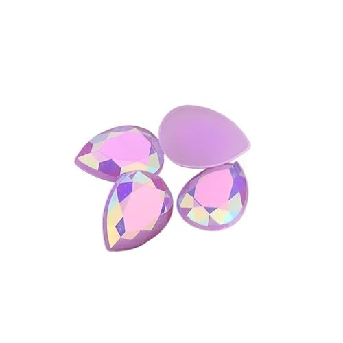 Teardrop Strass Applique Flache Rückseite Strass Kristall Nicht Hotfix Steine ​​Für Kleid Handwerk Hotfix Strasssteine(Light Purple,13x18mm 100pcs) von BOJHGO