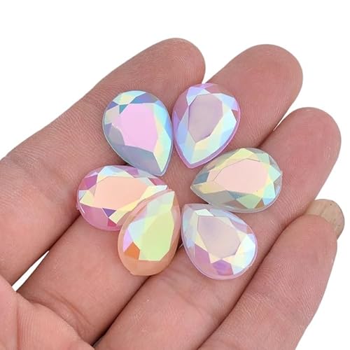 Teardrop Strass Applique Flache Rückseite Strass Kristall Nicht Hotfix Steine ​​Für Kleid Handwerk Hotfix Strasssteine(Mix Color,10x14mm 200pcs) von BOJHGO