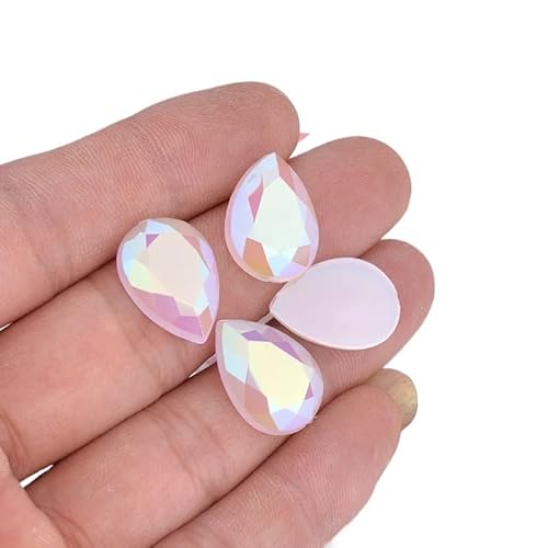 Teardrop Strass Applique Flache Rückseite Strass Kristall Nicht Hotfix Steine ​​Für Kleid Handwerk Hotfix Strasssteine(Opal,10x14mm 200pcs) von BOJHGO