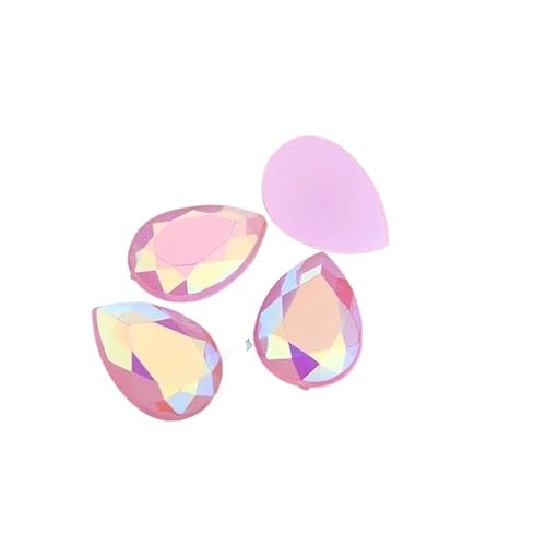 Teardrop Strass Applique Flache Rückseite Strass Kristall Nicht Hotfix Steine ​​Für Kleid Handwerk Hotfix Strasssteine(Pink,10x14mm 200pcs) von BOJHGO