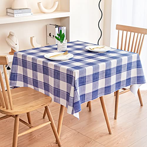 BOJVESH Blau karierte Tischdecke, abwischbare PVC-Kunststoff-Tischdecke, Gingham-Tischdecke, öldicht, wasserdicht, abwischbar, Tischschutz für Küche, Picknick, Hochzeiten, Geburtstag (140 x 140 cm) BOJVESH Blau karierte Tischdecke, abwischbare PVC-Kunststoff-Tischdecke, Gingham-Tischdecke, öldicht, wasserdicht, abwischbar, Tischschutz für Küche, Picknick, Hochzeiten, Geburtstag (140 x 140 cm) von BOJVESH