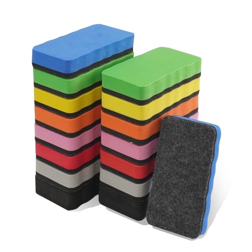 Whiteboard-Radiergummi, magnetisch, trocken abwischbar, für Whiteboard, Kreidetafel, Glas, weiße Löschtafel für Klassenzimmer, Büro, Heimbedarf (10,2 x 5,6 cm), 16 Stück von BOJVESH