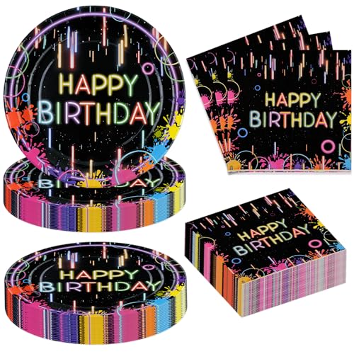 BOKFJBP 40Stück Neon Geburtstag Party Teller & Servietten-Einmalgeburtstag Geschirr Neon Glühen Bunte Glühen im Dunkeln Party Dekoration Favor für Geburtstag Baby Dusche 20 Gäste Schuleinführung BOKFJBP 40Stück Neon Geburtstag Party Teller & Servietten-Einmalgeburtstag Geschirr Neon Glühen Bunte Glühen im Dunkeln Party Dekoration Favor für Geburtstag Baby Dusche 20 Gäste Schuleinführung von BOKFJBP