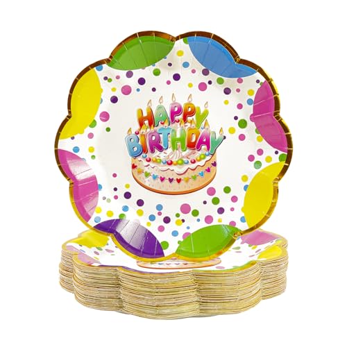BOKFJBP 50 Stück Partyteller, 17,8 cm, runde Einweg-Pappteller, Abendessen, Dessert-Geschirr, Dekorationen für Frühlingsparty, Zuhause, Brunch Abendessen (HB, 17,8 cm) von BOKFJBP
